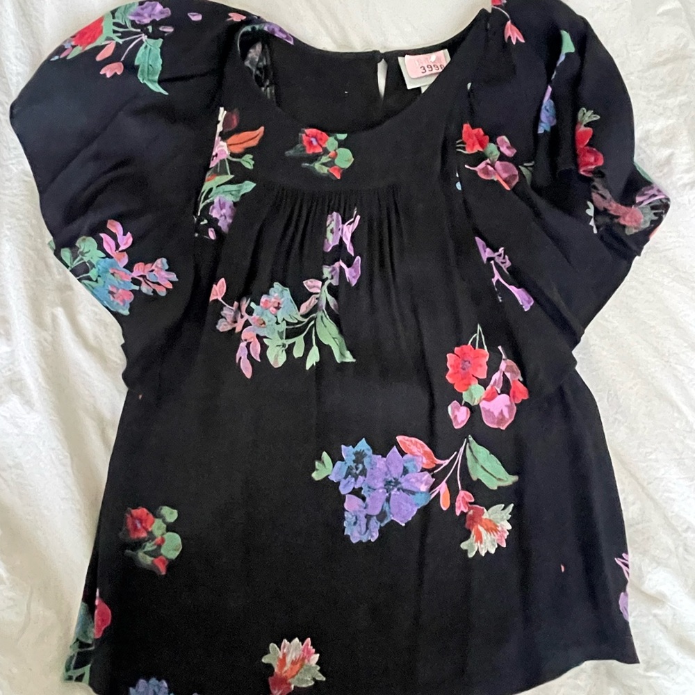 Maeve Black Floral Blouse